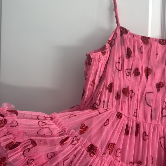 Lace & Beads, Pink Sparkly Heart Valentines Day Dress (US 14) - Picture 3 of 3